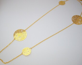 Floral print long Metal Gold