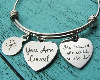 you are loved bracelet, inspirational gift for women, cancer survivor gift, addiction recovery sobriety gift for her, encouragement jewelry