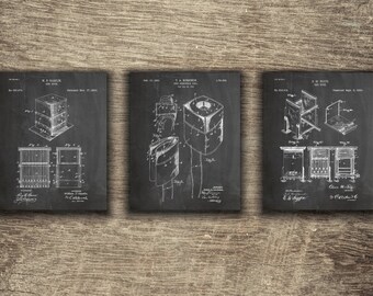 Bee Poster, Beehive Patent, Beehive Gift, Bee Wall Decor, Bee Patent, Beehive Decor, Set of 3 Patents INSTANT DOWNLOAD