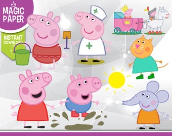 Peppa Pig Clipart - Digital 300 DPI PNG Images, Photos, Scrapbook, Cliparts - Instant Download