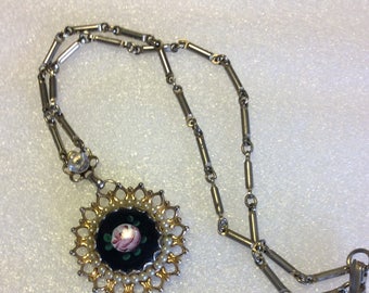 Antique Guilloche Pendant Necklace