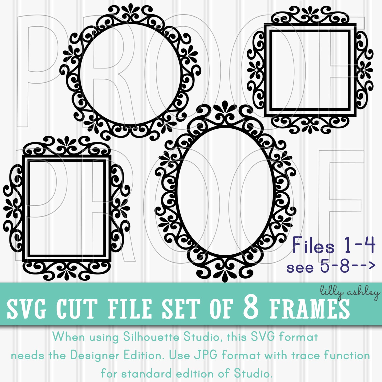 Monogram SVG Frames Set of 8 cut files SVG/PNG/jpg format