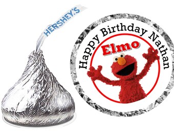 216 ~ Baby Sesame Street ELMO Birthday Party Hershey Kiss Kisses stickers Labels ~ FREE SHIPPING