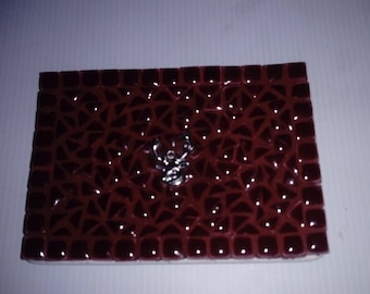 White porcelain SOAP dish covered with mosaic teselles