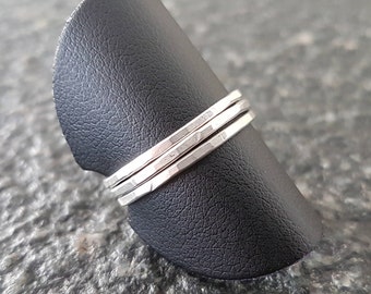 Set of silver hammered rings