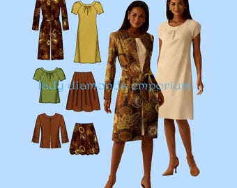 Simplicity 0508 4045 Womens Bias Dress Skirt in 2 Lengths Top Coat Jacket size 14 16 18 20 22 Plus Size Sewing Pattern Uncut FF