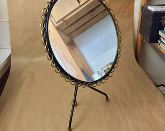 Rare mid century table mirror by Hans-Agne Jakobsson Markaryd, Sweden 1950s
