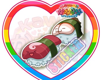 Kawaii Cute Tuna and Shrimp Nigiri Sushi Sticker