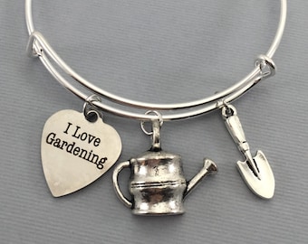 Gardener Jewelry - Gardening - Gift for Gardener - Gardening Gift - Personalized Jewelry - Charm Bangle - Mothers Day Gift - Gift For Her