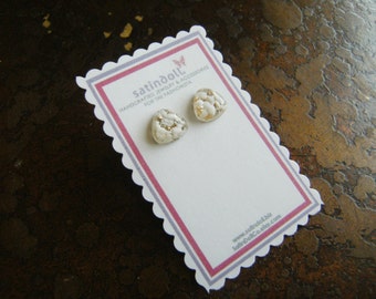 White Opal Vintage Glass Gold Plated Stud earrings
