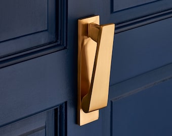 Slim Brushed Brass Door Knocker