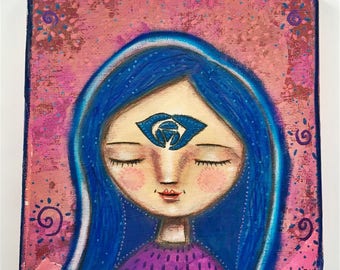 Gaining Clarity Painting - Original Artwork - Mixed Media Art - Canvas Painting - Yoga Art Painting - Bespoke Art - Whimsical Painting