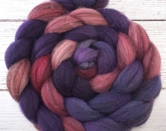 Handpainted Heathered BFL Wool Roving - 4 oz. METEOR SHOWER - Spinning Fiber