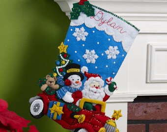 Bucilla Holiday Drive 18" Christmas Stocking Felt Applique Kit, 86451