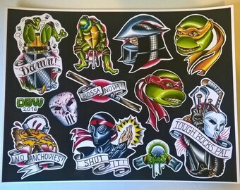 Teenage Mutant Ninja Turtles Tattoo Flash