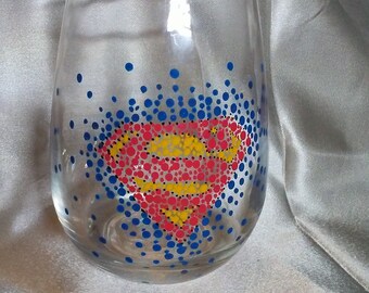 Superman wine glass