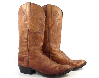 Lucchese Cowboy Boots Vintage 1980s Brown Western Men's size 8 D