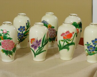 Seven Vintage Homco Bud Vases