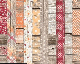 On Sale 50% Choose Joy 12x12 Worn Wood Shabby Papers and Backgrounds for Digital Scrapbooking, Kit