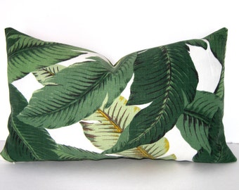 Designer Pillow Cover - Banana Leaf - Lumbar Pillow Tropical Palm Leaves - Accent Pillow - Toss Pillow - Throw Pillow