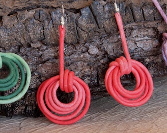 Earrings pair paper mache with metal core Canapart artisan 50% off. 01
