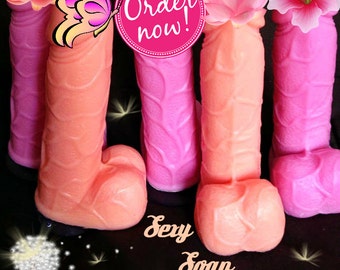 Penis Soap with Suction Cup - Shea Butter or Olive Oil Base - Bachelorette Party Dick Gay Willy Hen Party Glitter Gold Gift
