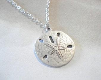 Silver Sand Dollar Necklace Silver Sand Dollar Pendant Beach Jewelry Sanddollar Necklace