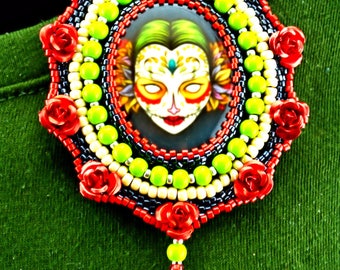 Red Rose Day of the dead pin
