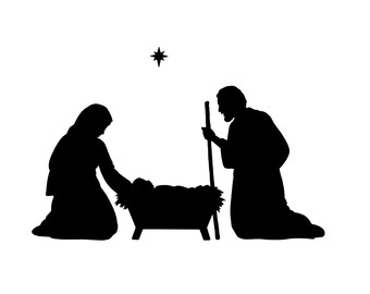 Nativity Scene Vinyl Decal Oh Holy Night
