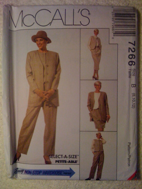 McCalls Sewing Pattern 7266 90s Uncut Misses Unlined Cardigan, Vest, Skirt in Two Lengths and Pants Size 8-12