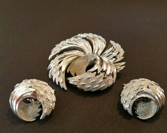 Signed Trifari Brooch and Clip On Earrings