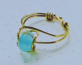 Amazonite 6mm stone gold filled hand wrapped ring