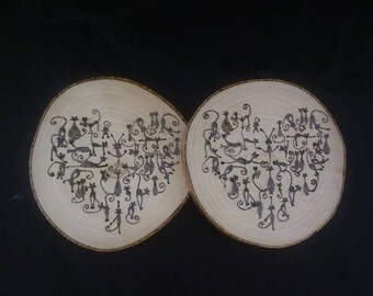 Wood Kitty Yoga Coasters
