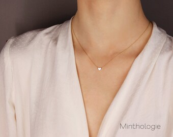 Tiny Heart Necklace N2 • Minimal Necklace, Simple Necklace, Dainty Necklace, Friendship Necklace, Bridesmaid Gift, Gift For Her, Love