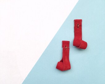 Red Suede Drop "Twirl" Earring