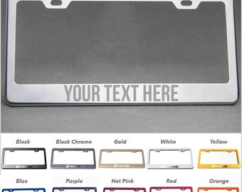 Font3 Personalized Laser Engraved Marking 100% Stainless Steel License Plate Frame Holder 10 Color to Choose