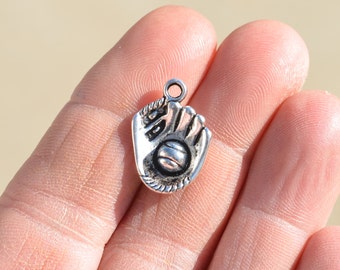 1 Silver Baseball Glove Charm SC1230