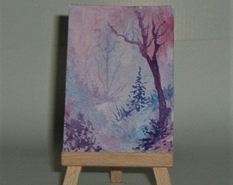 fantasy woodland art painting aceo original (ref E183)