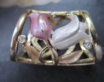 Schalring Strasssteine / Schalring Blumen / Schalring Herzen / Schalring golden / Schalschließe golden / Tuchring / gold / Strasssteine