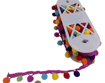Multi 28mm Pom Pom Fringe *Sold by the Metre or by the Spool*