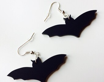 Bat | Halloween | Batman | Monster | Emo | Matt | Black | Laser Cut | Acrylic | Earrings