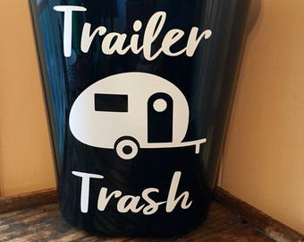 Trailer Trash Can- Plastic Trash Tan- Vinyl Trash Can- Vinyl Trailer Trash- Camper Trash Can- RV Trash Can- Camper Decor- Trailer Trash- RV