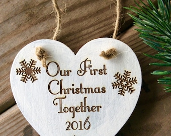 Mr. and Mrs. Christmas Ornament, Rustic Ornament, Personalized Ornament, Couple's ornament