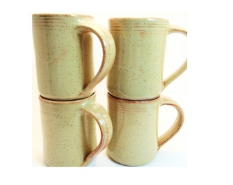 Set of 4 Handmade Coffee Mugs -- Sahara Cream Ceramic handmade mug -- Hand thrown pottery coffee mug