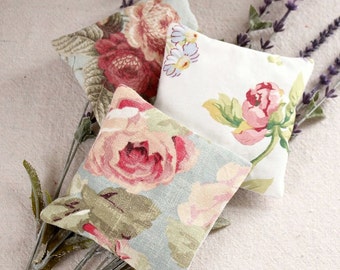 Set of 3 Lavender Sachets - Roses Lavender Sachet - Blue - Pink - Roses - Scented Sachets - Gift for Hostess