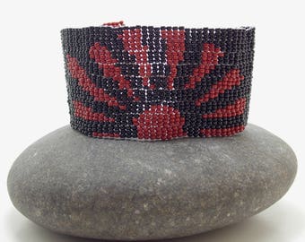 Chinese Sun Fire Beadwoven Cuff/Bracelet