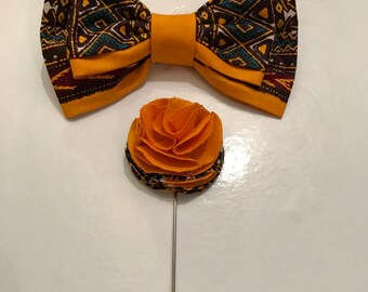 Pre-tied Adjustable Bow-tie & Lapel Accessory Set