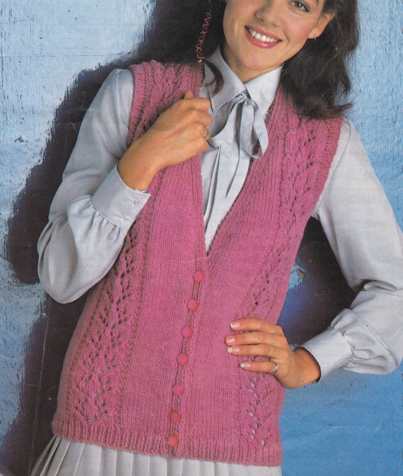 PDF vintage waistcoat knitting pattern vest lady's pdf