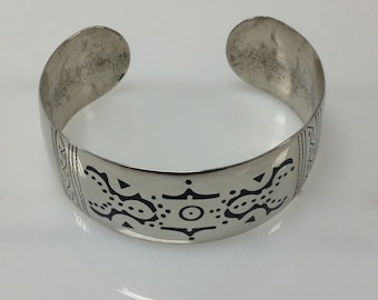 Tuareg Silver and Ebony Cuff Bracelet