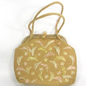 Vintage purse, wicker purse, straw purse, shoulder purse, 1950 purse,purse